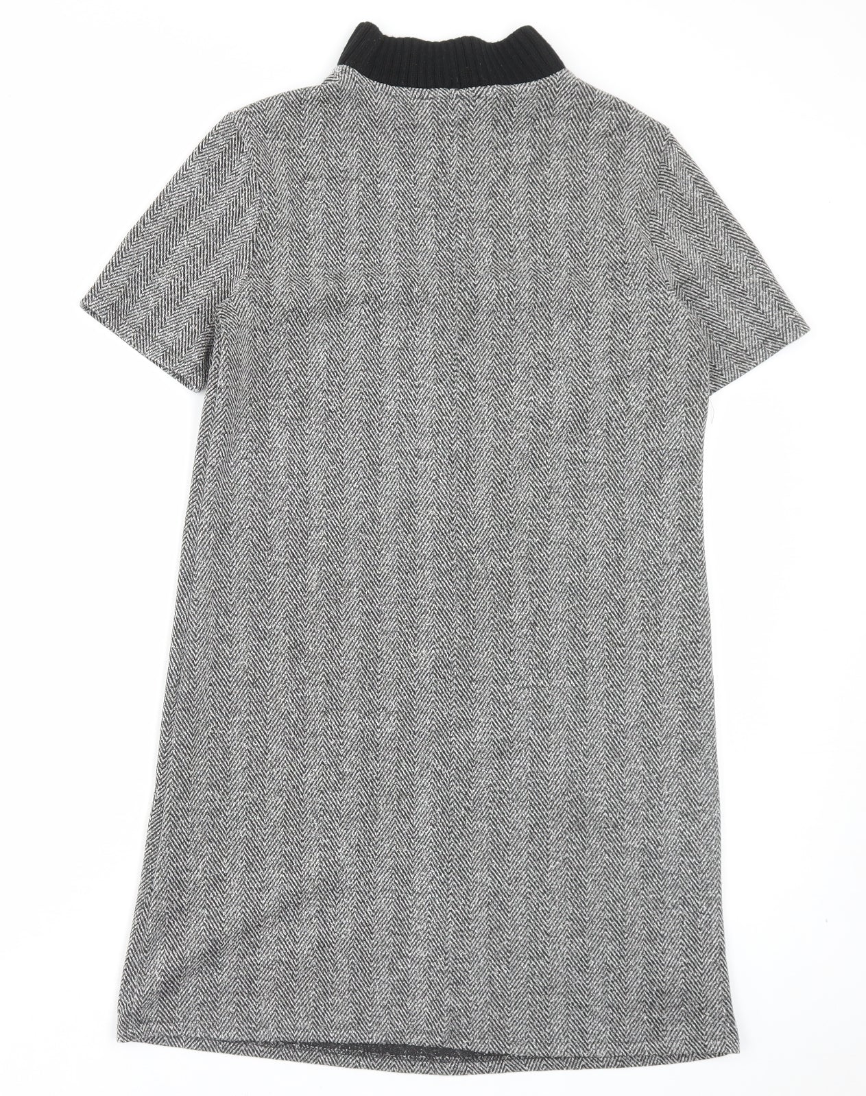 PRIMAERK Womens Grey Polyester Jumper Dress Size 10 High Neck Pullover