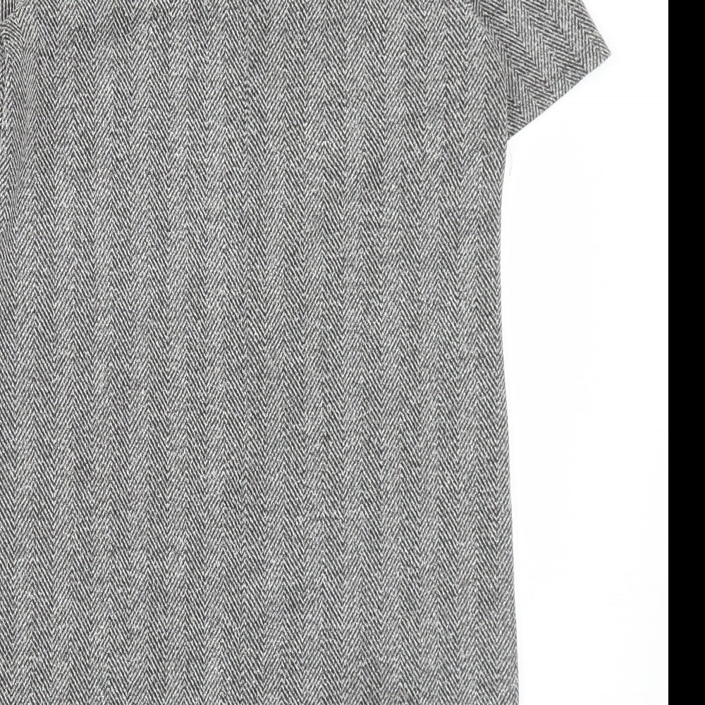PRIMAERK Womens Grey Polyester Jumper Dress Size 10 High Neck Pullover