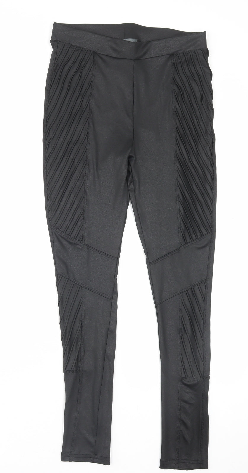 Primark Womens Black Polyurethane Capri Leggings Size S L28 in
