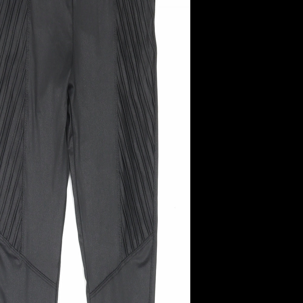 Primark Womens Black Polyurethane Capri Leggings Size S L28 in
