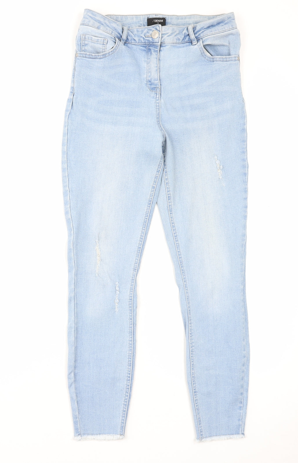 Matalan Womens Blue Cotton Skinny Jeans Size 12 L28 in Regular Button