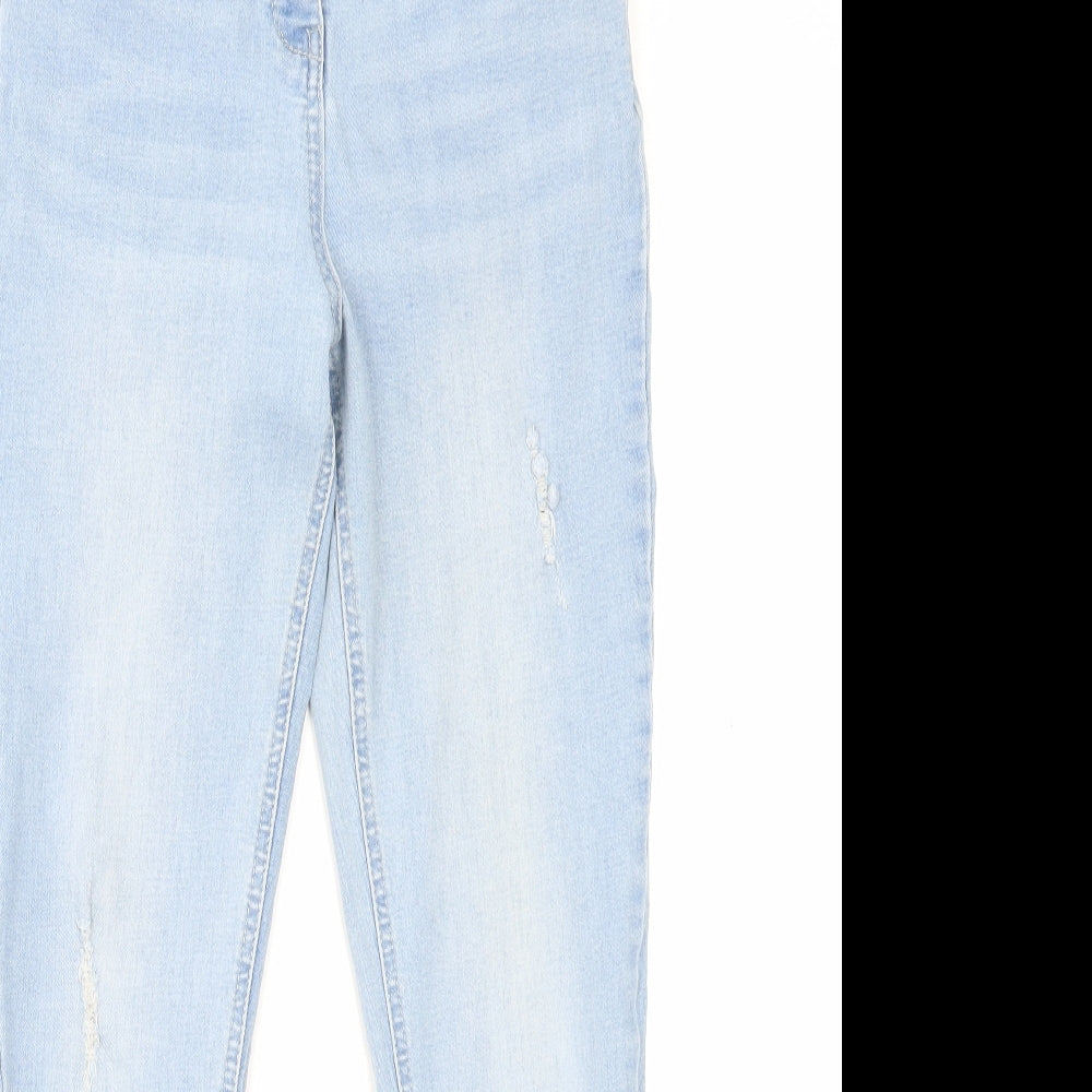 Matalan Womens Blue Cotton Skinny Jeans Size 12 L28 in Regular Button