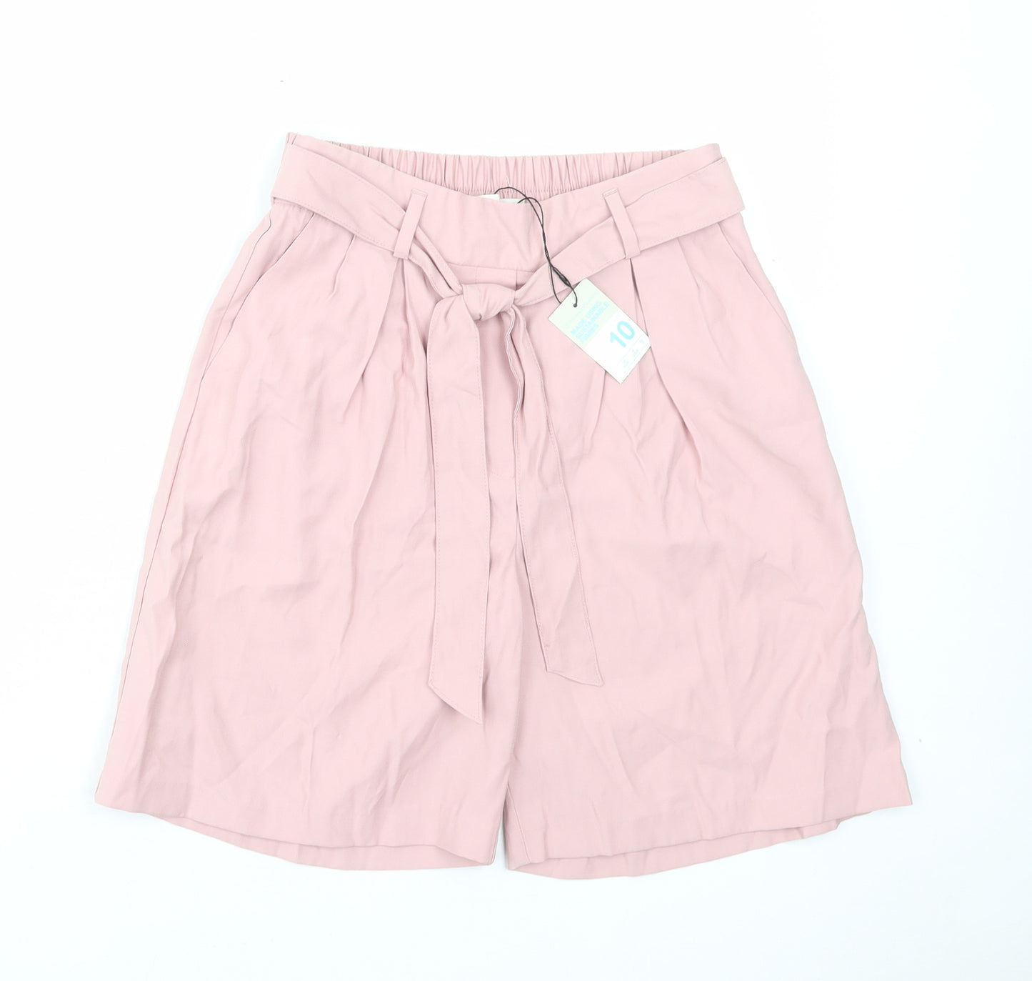 Primark Womens Pink Viscose Culotte Shorts Size 10 L7 in Regular Pull On