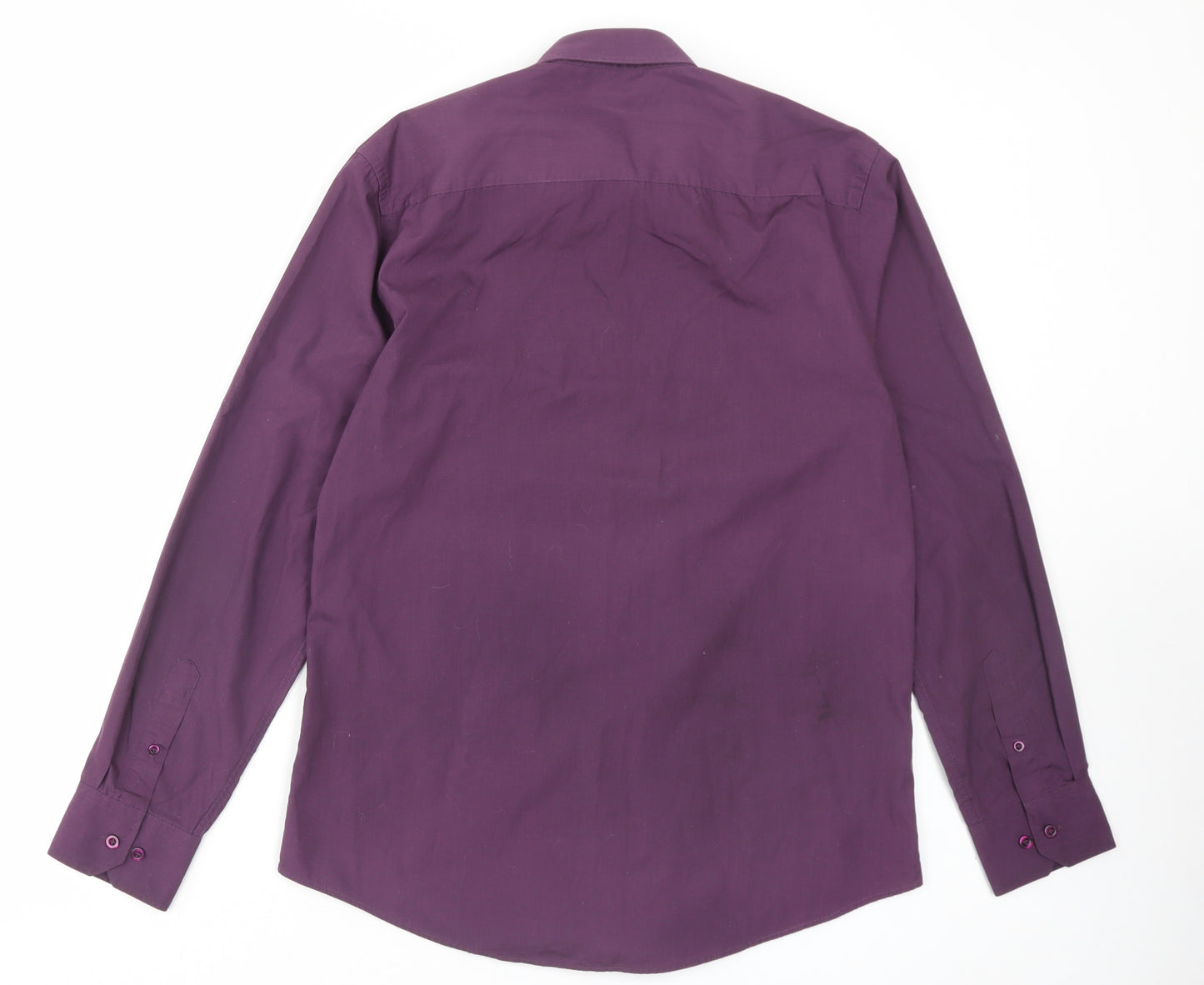 F&F Mens Purple Polyester Dress Shirt Size 15.5 Collared Button - Tailored Fit