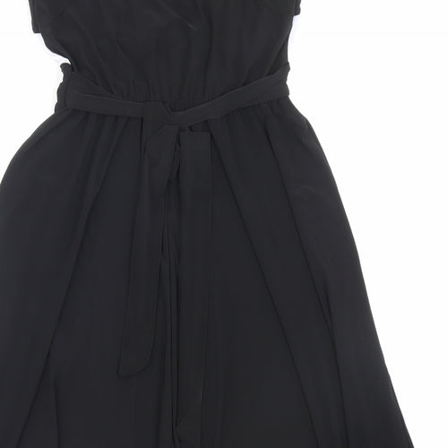 Liquid Womens Black Polyester Fit & Flare Size M V-Neck Pullover