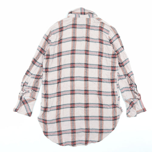 NEXT Womens Pink Plaid Viscose Shirt Dress Size 10 Collared Button