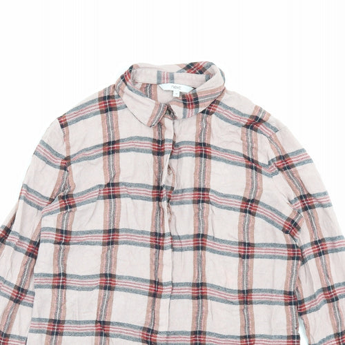 NEXT Womens Pink Plaid Viscose Shirt Dress Size 10 Collared Button