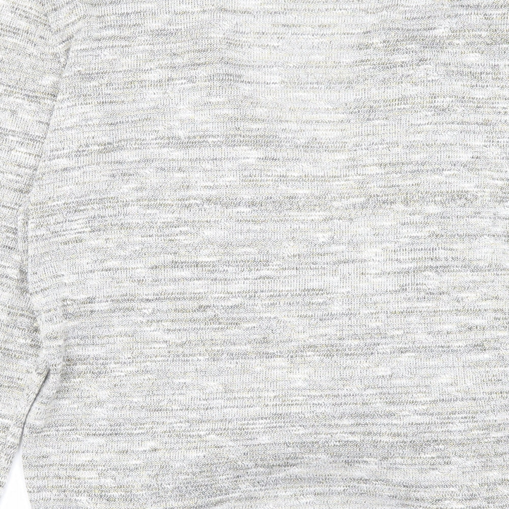 George Womens Silver V-Neck Polyester Cardigan Jumper Size 12 - Waterfall front