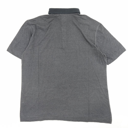George Mens Grey Cotton Polo Size L Collared Button