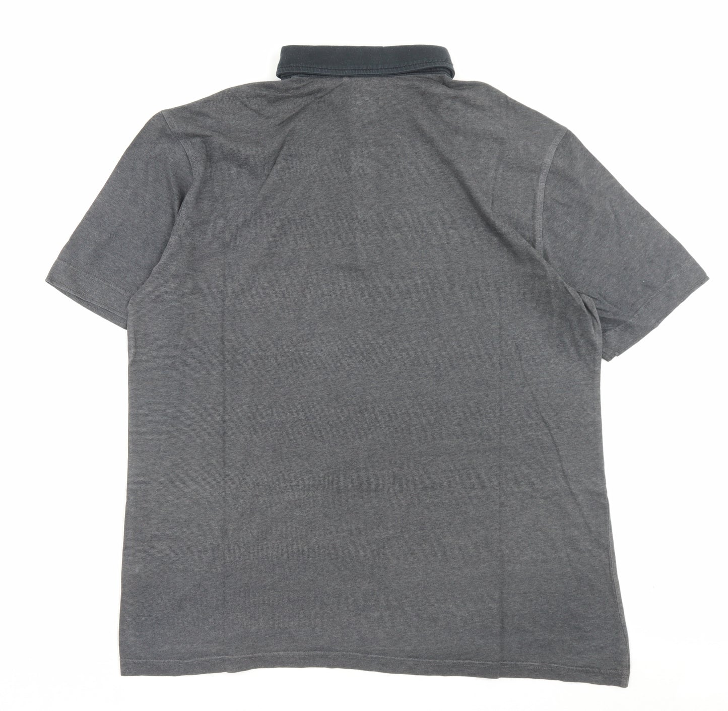 George Mens Grey Cotton Polo Size L Collared Button