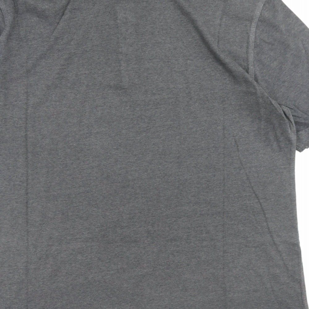George Mens Grey Cotton Polo Size L Collared Button