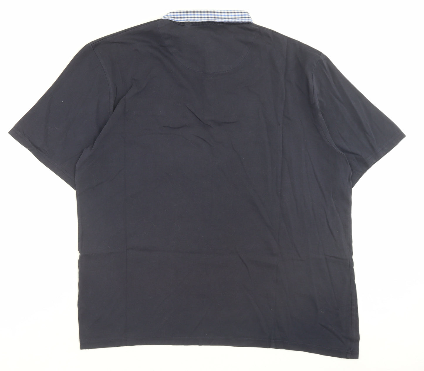George Mens Blue Cotton Polo Size XL Collared Button - Pocket Detail