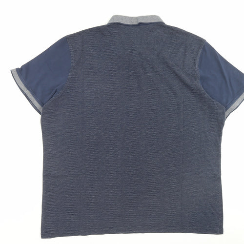 George Mens Blue Cotton Polo Size XL Collared Button