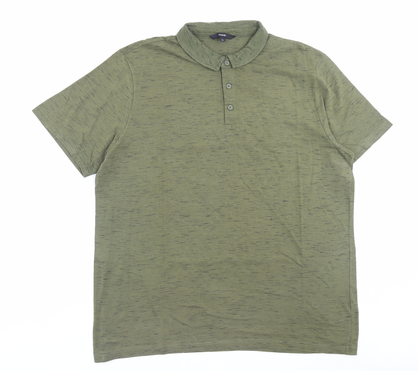 George Mens Green Cotton Polo Size XL Collared Button