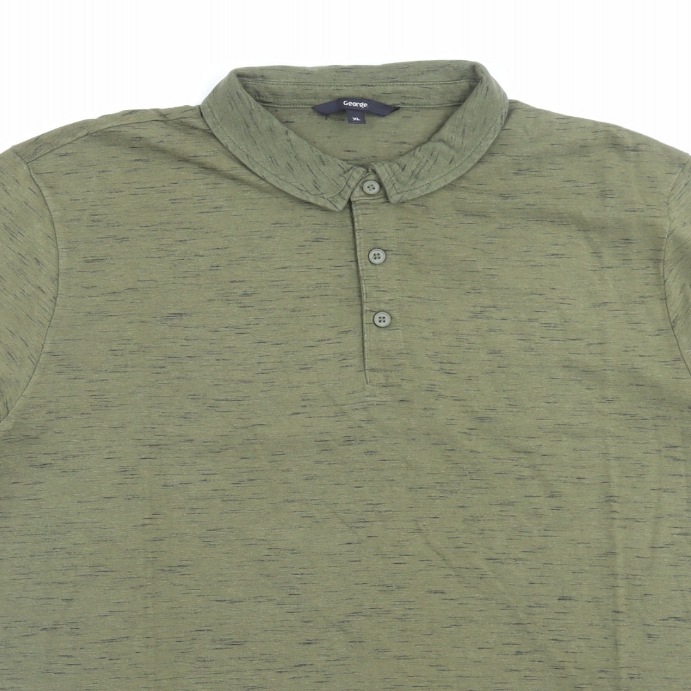 George Mens Green Cotton Polo Size XL Collared Button