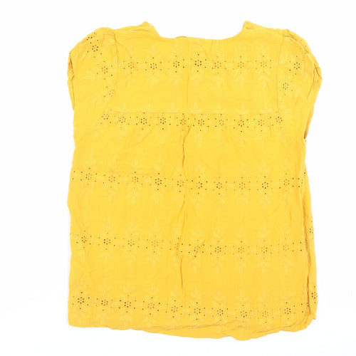 Matalan Womens Yellow Viscose Basic T-Shirt Size 10 Boat Neck