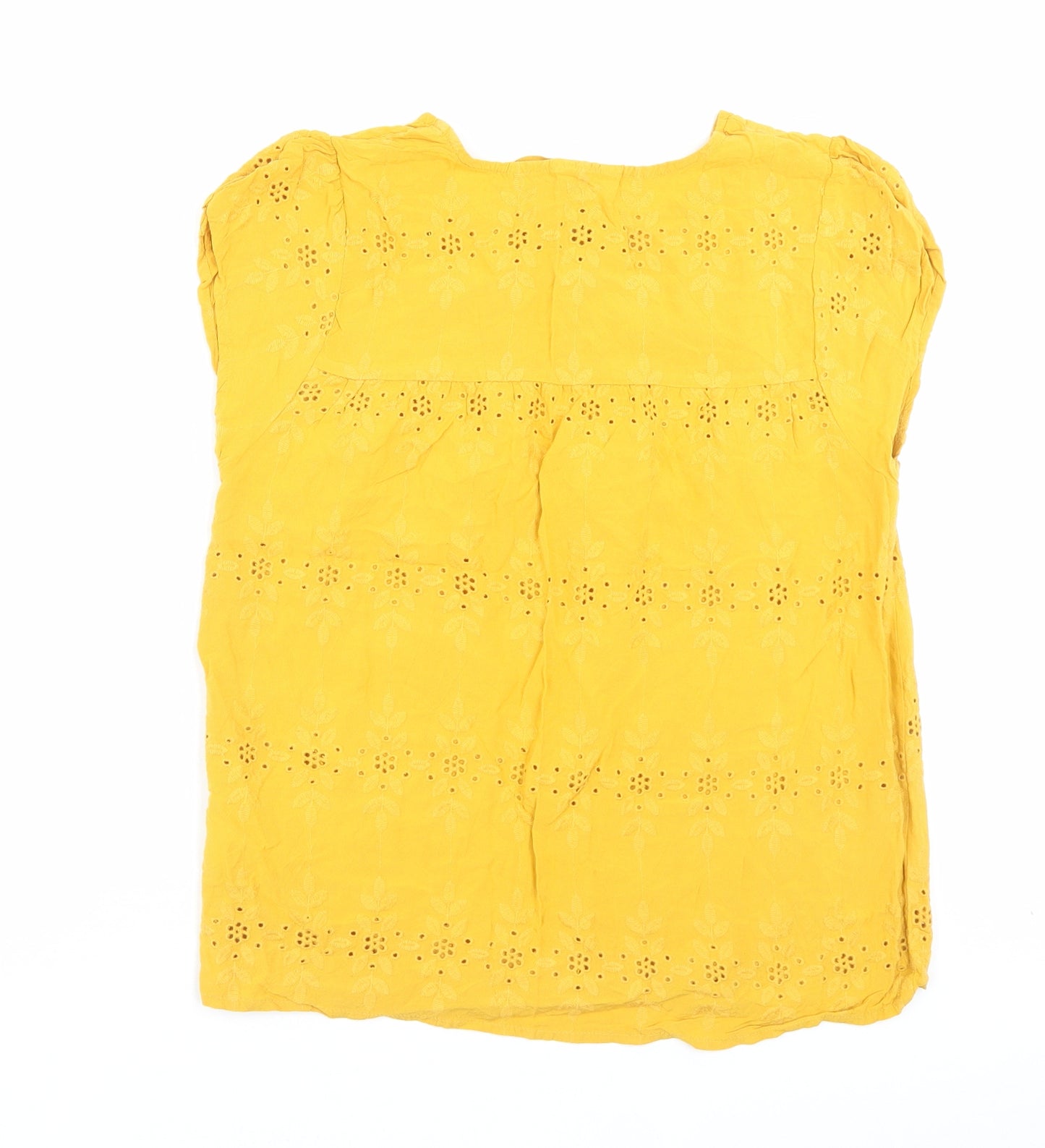 Matalan Womens Yellow Viscose Basic T-Shirt Size 10 Boat Neck