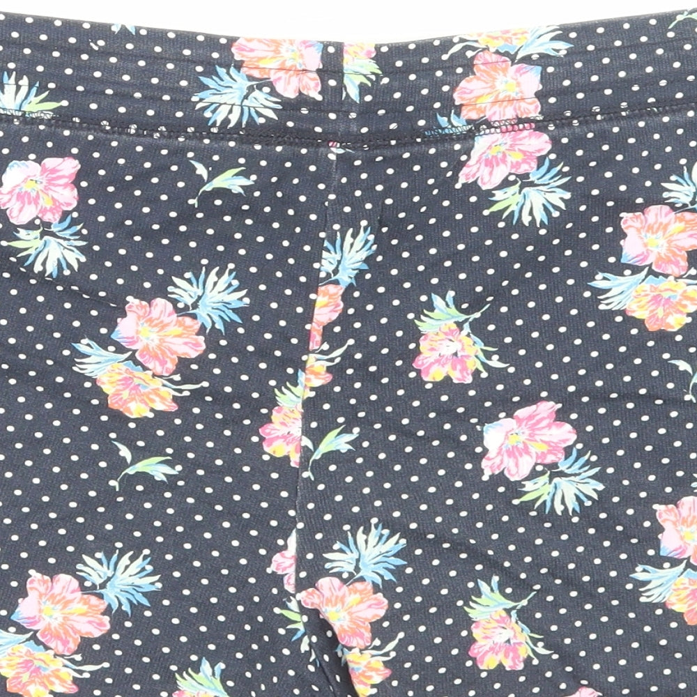INTUITION Womens Blue Floral Cotton Sweat Shorts Size 16 L3 in Regular Drawstring