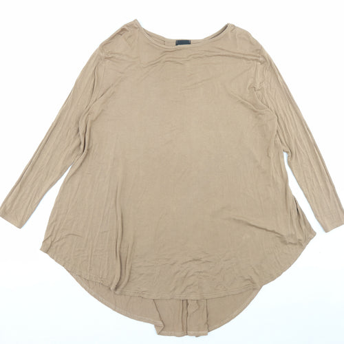 B.YOU Womens Brown Viscose A-Line Size 16 Boat Neck Pullover