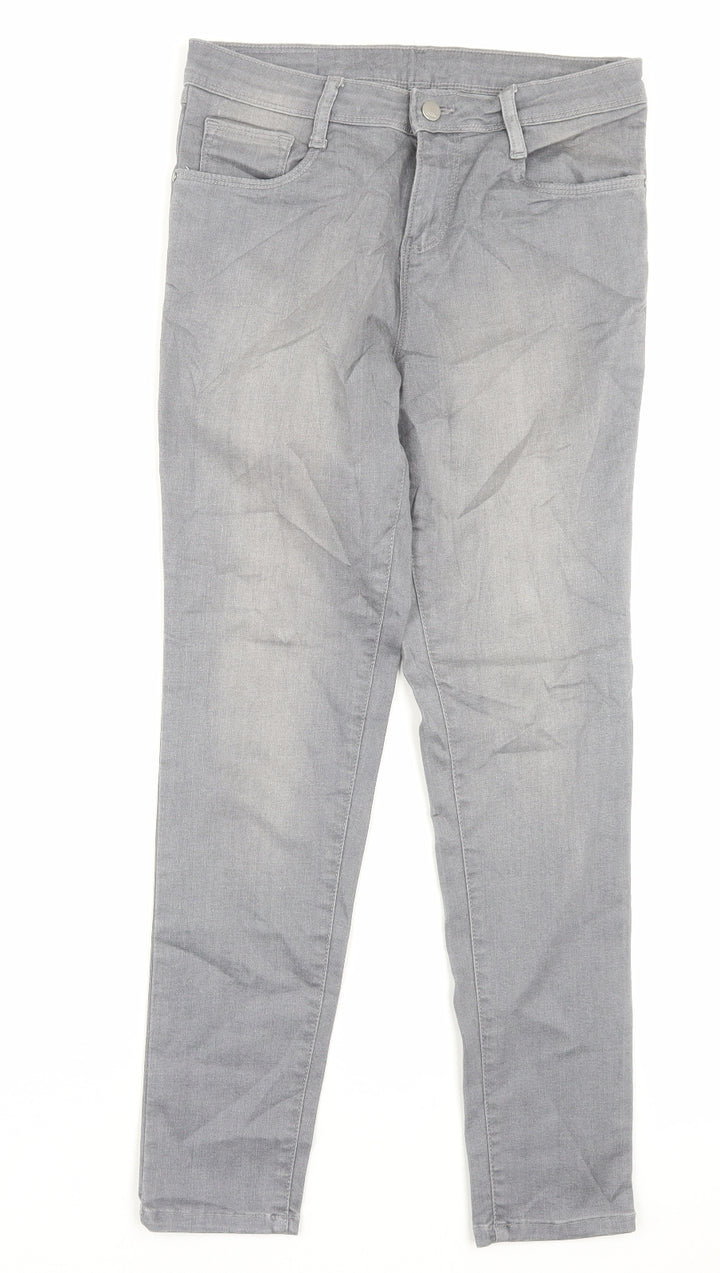 Kraus Womens Grey Cotton Skinny Jeans Size 10 L28 in Regular Button