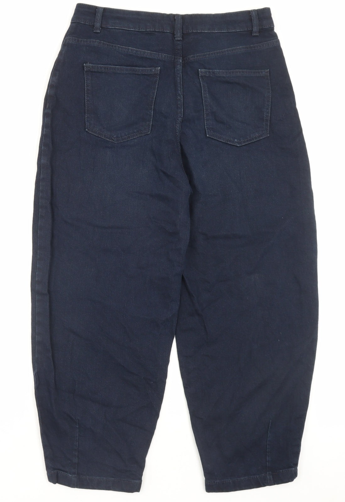 Marks and Spencer Womens Blue Cotton Mom Jeans Size 12 L26 in Slim Button