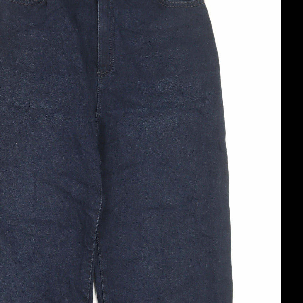 Marks and Spencer Womens Blue Cotton Mom Jeans Size 12 L26 in Slim Button