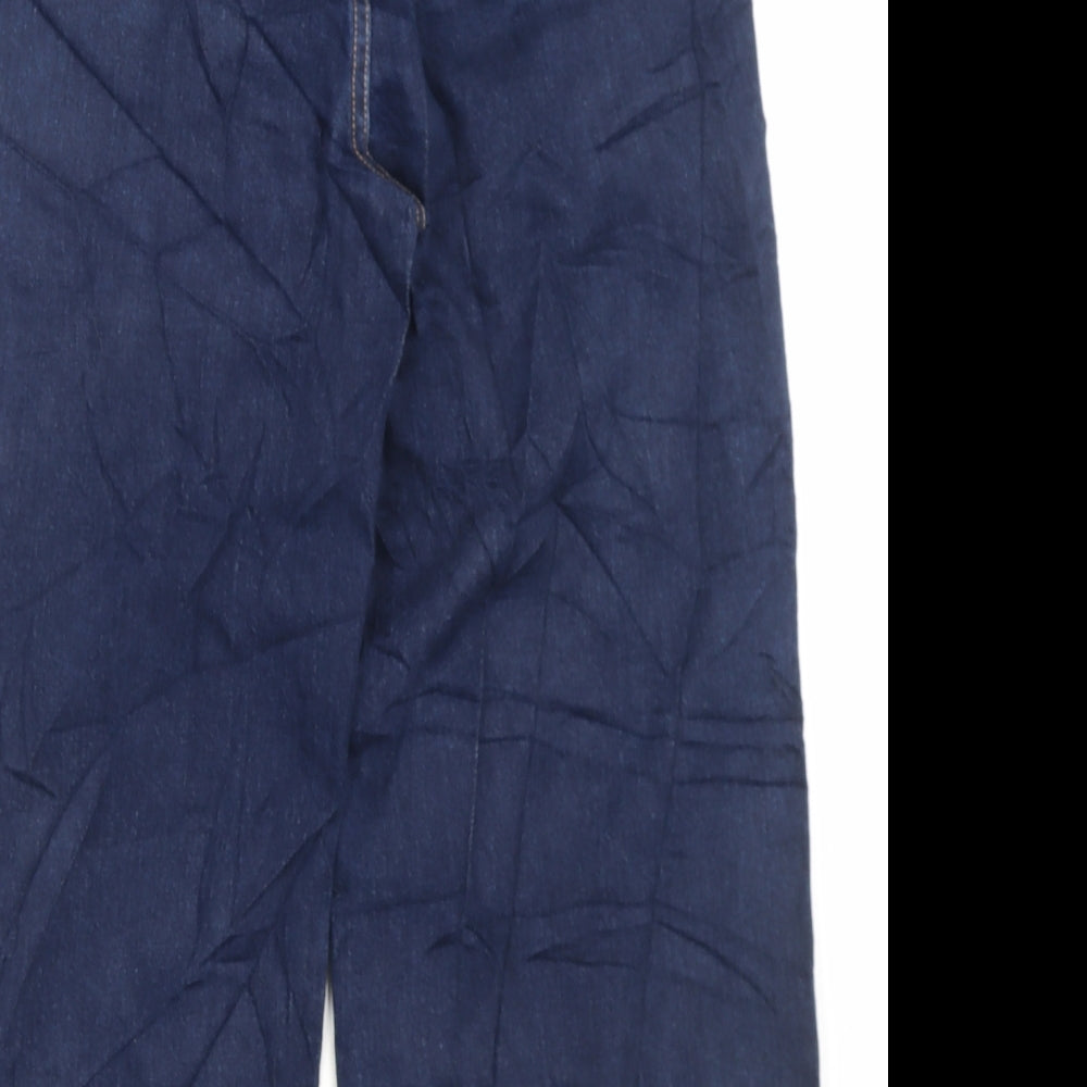 Marks and Spencer Womens Blue Cotton Wide-Leg Jeans Size 16 L27 in Regular Button