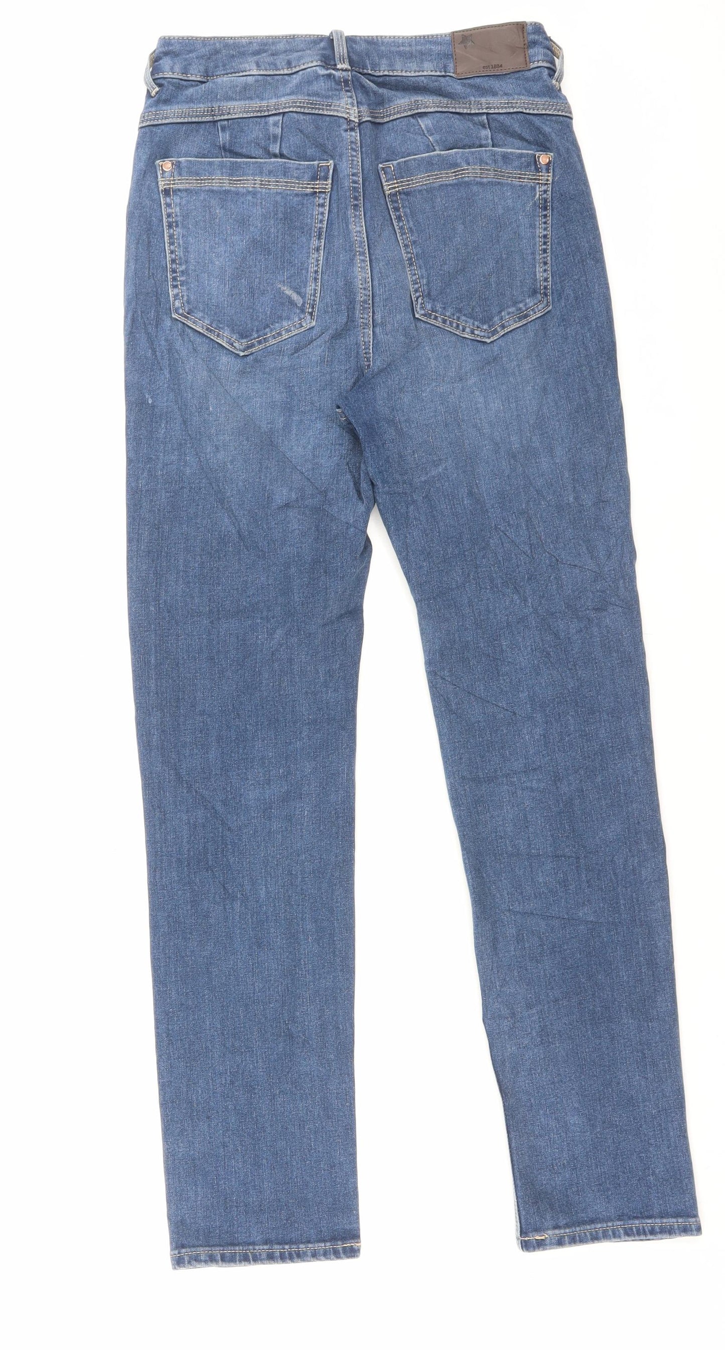 Marks and Spencer Womens Blue Cotton Straight Jeans Size 8 L27 in Slim Button