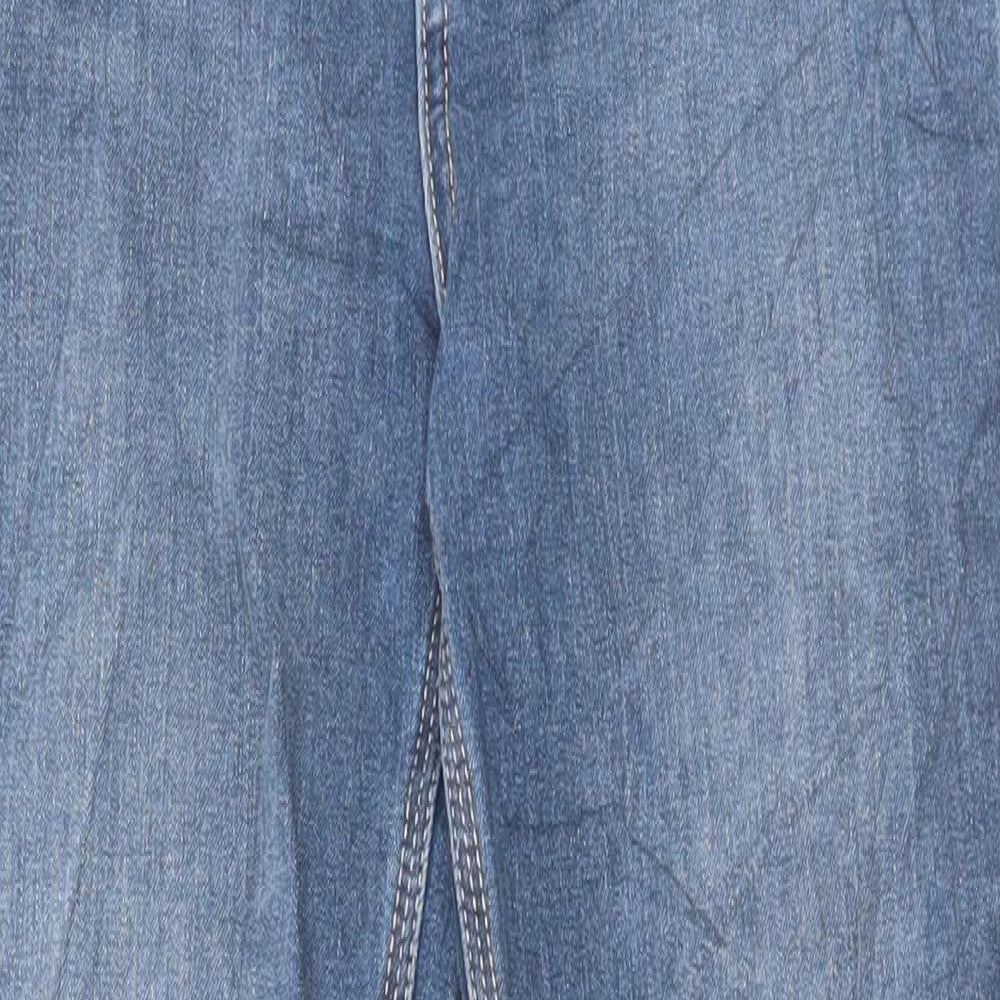 Marks and Spencer Womens Blue Cotton Straight Jeans Size 8 L27 in Slim Button