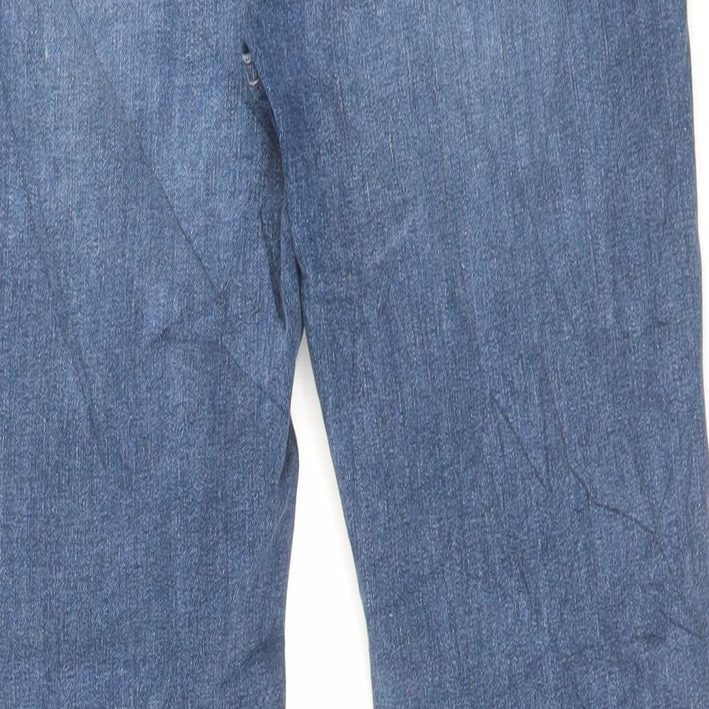 Marks and Spencer Womens Blue Cotton Straight Jeans Size 8 L27 in Slim Button