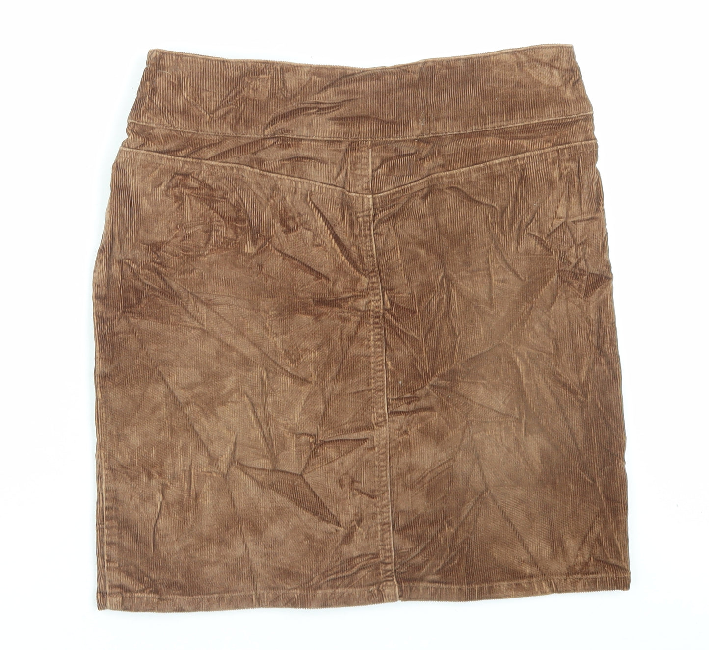 Topshop Womens Brown Cotton A-Line Skirt Size 10 Hook & Eye