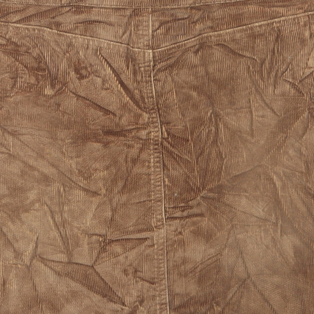 Topshop Womens Brown Cotton A-Line Skirt Size 10 Hook & Eye