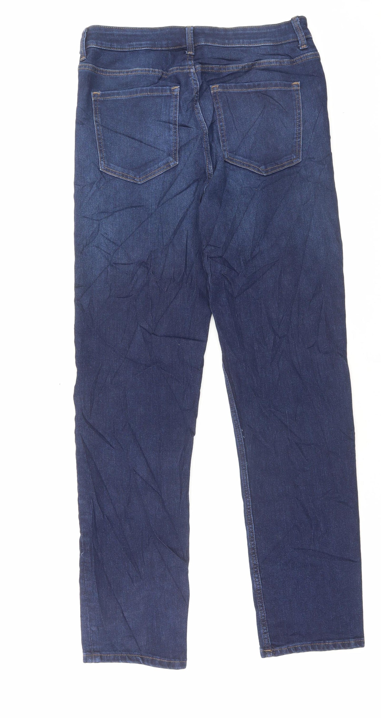 Marks and Spencer Womens Blue Cotton Straight Jeans Size 14 L31 in Regular Button