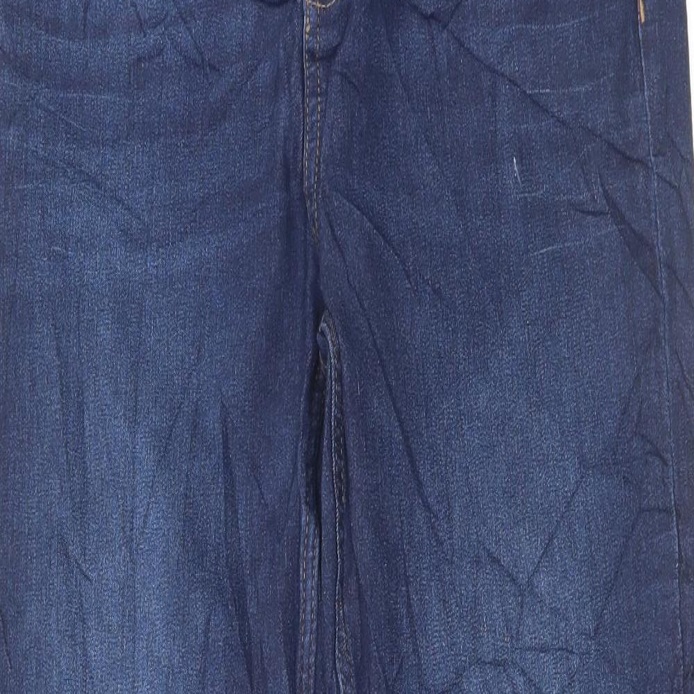 Marks and Spencer Womens Blue Cotton Straight Jeans Size 14 L31 in Regular Button