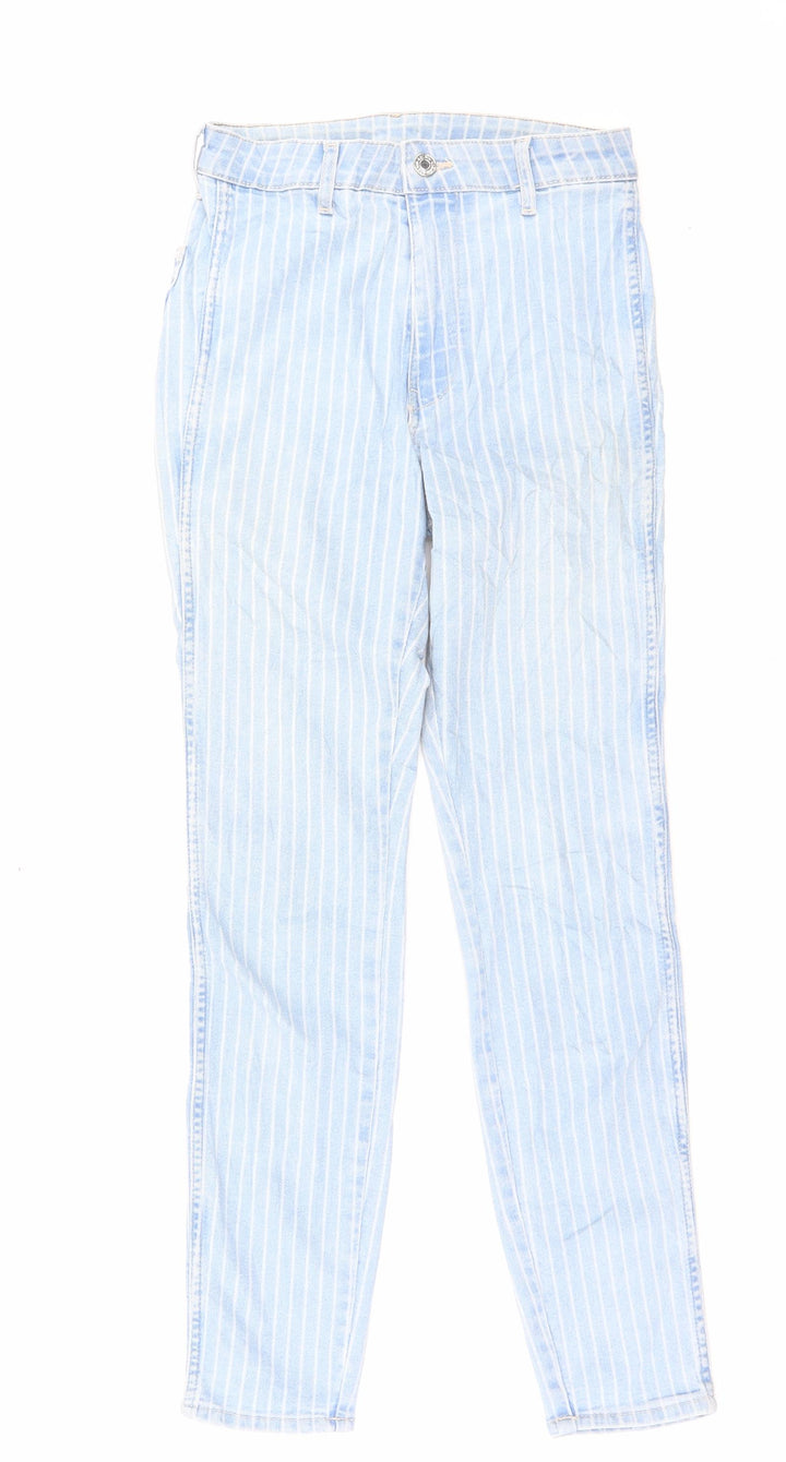 H&M Womens Blue Striped Cotton Skinny Jeans Size 26 in L28 in Regular Button