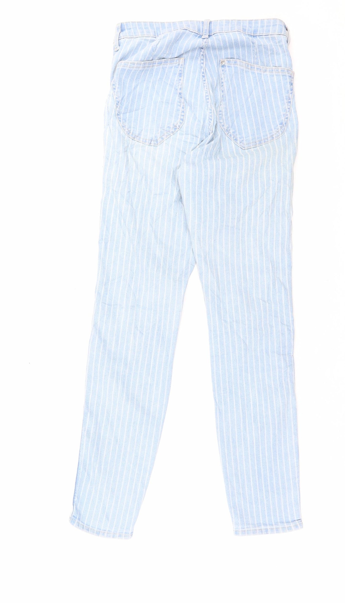 H&M Womens Blue Striped Cotton Skinny Jeans Size 26 in L28 in Regular Button