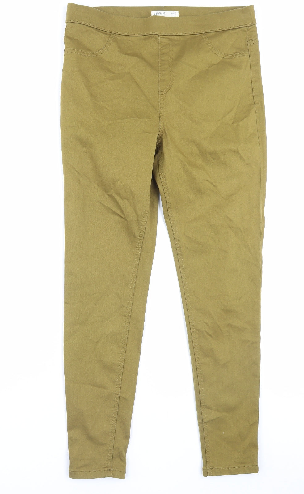 Marks and Spencer Womens Green Cotton Jegging Trousers Size 14 L27 in Regular
