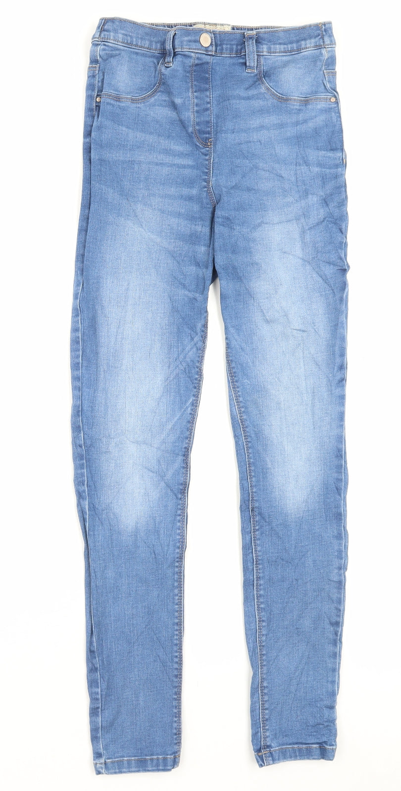 NEXT Girls Blue Cotton Skinny Jeans Size 13 Years Regular Pullover