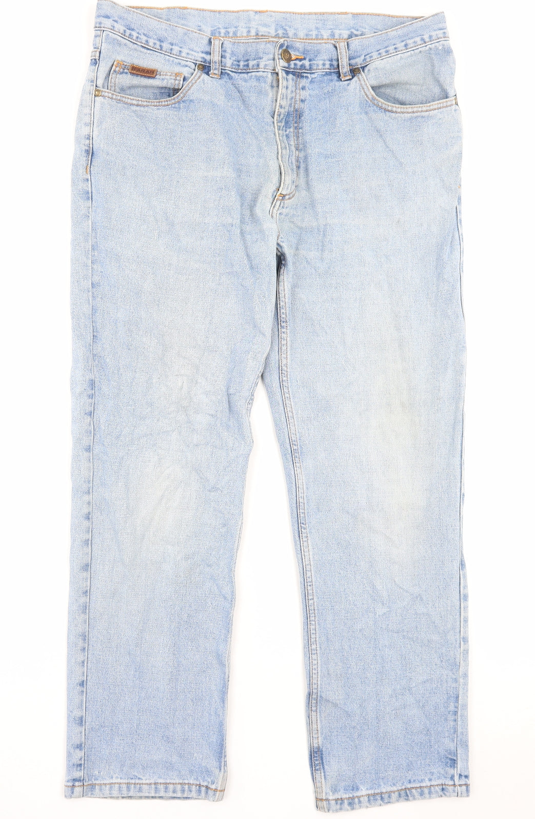 Farah Mens Blue Cotton Straight Jeans Size 38 in L30 in Regular Button
