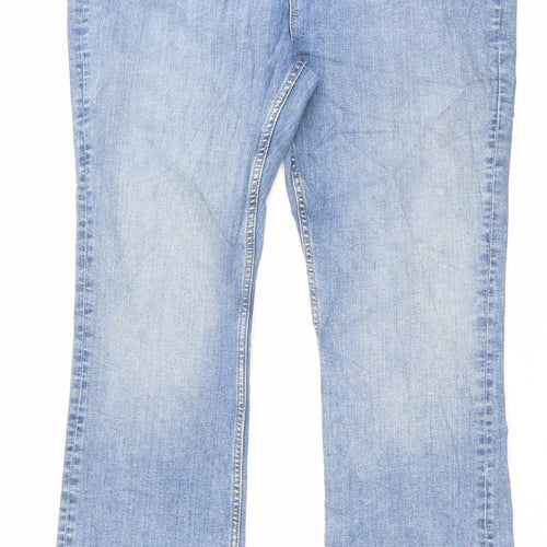 Marks and Spencer Womens Blue Cotton Flared Jeans Size 18 L31 in Slim Button