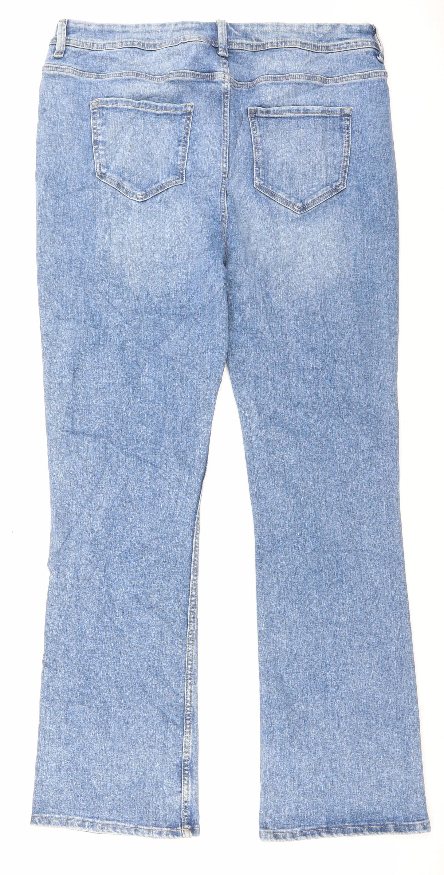 Marks and Spencer Womens Blue Cotton Flared Jeans Size 18 L31 in Slim Button