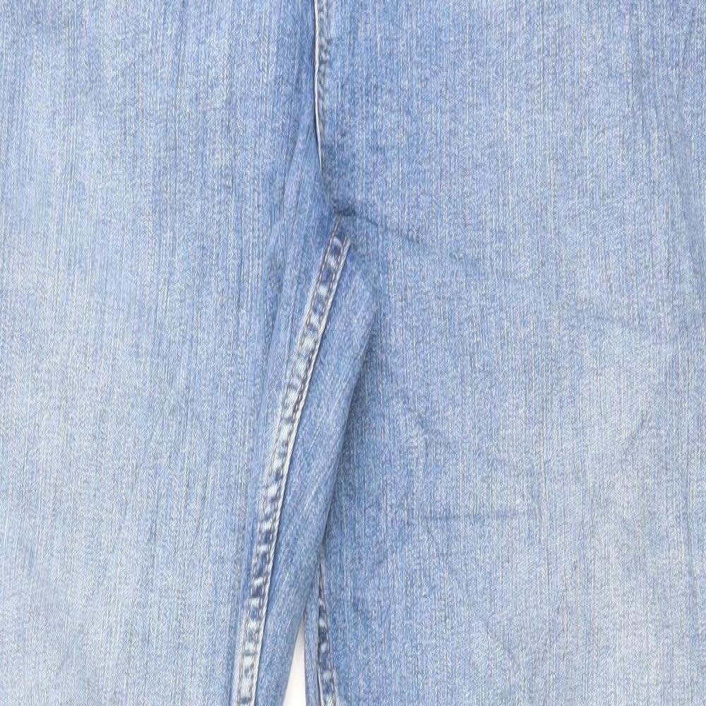 Marks and Spencer Womens Blue Cotton Flared Jeans Size 18 L31 in Slim Button