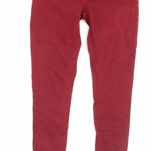 Marks and Spencer Womens Red Cotton Skinny Jeans Size 10 L30 in Regular Button