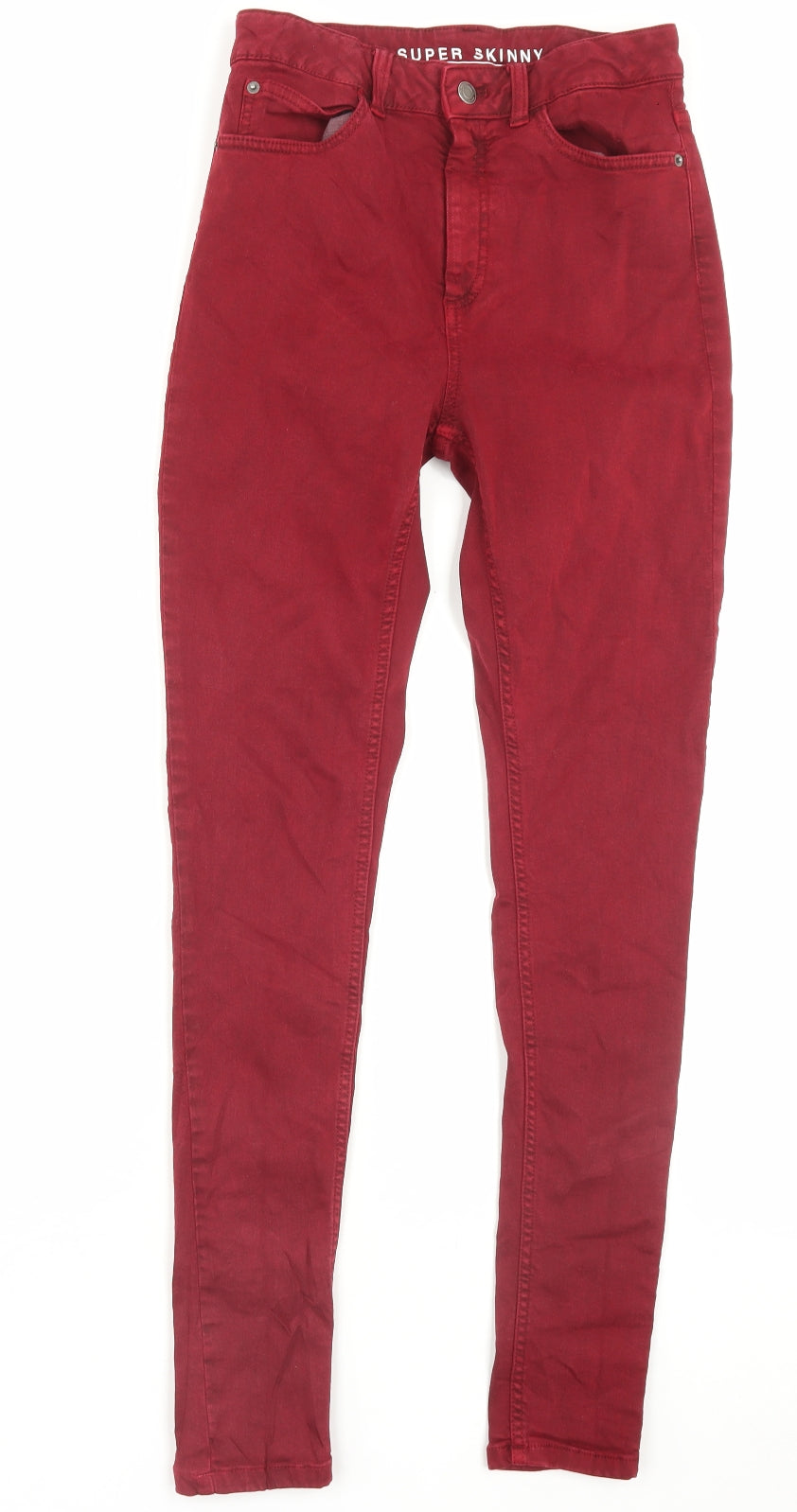 Marks and Spencer Womens Red Cotton Skinny Jeans Size 10 L30 in Regular Button