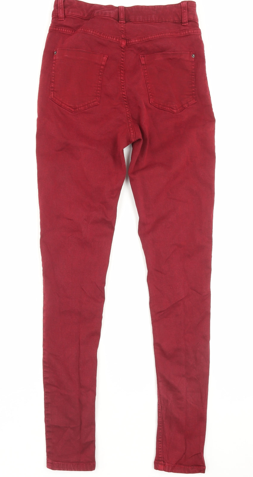 Marks and Spencer Womens Red Cotton Skinny Jeans Size 10 L30 in Regular Button