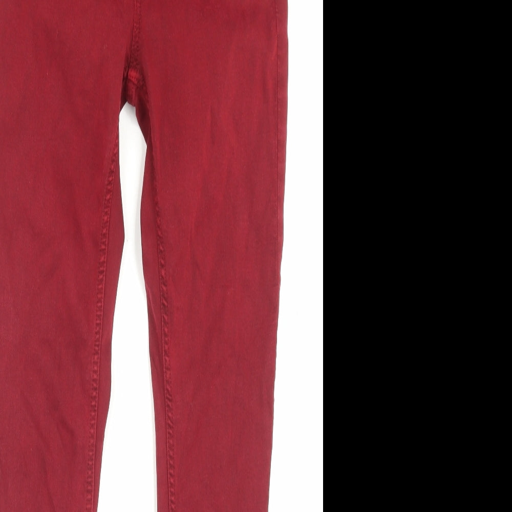 Marks and Spencer Womens Red Cotton Skinny Jeans Size 10 L30 in Regular Button
