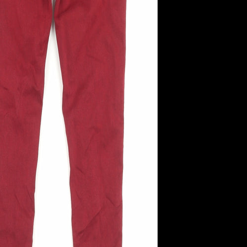 Marks and Spencer Womens Red Cotton Skinny Jeans Size 10 L30 in Regular Button