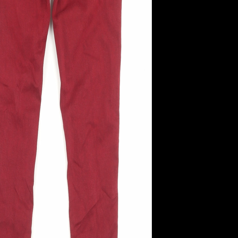 Marks and Spencer Womens Red Cotton Skinny Jeans Size 10 L30 in Regular Button
