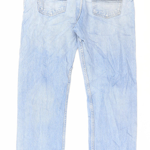Blue Harbour Mens Blue Cotton Straight Jeans Size 38 in L31 in Regular Button