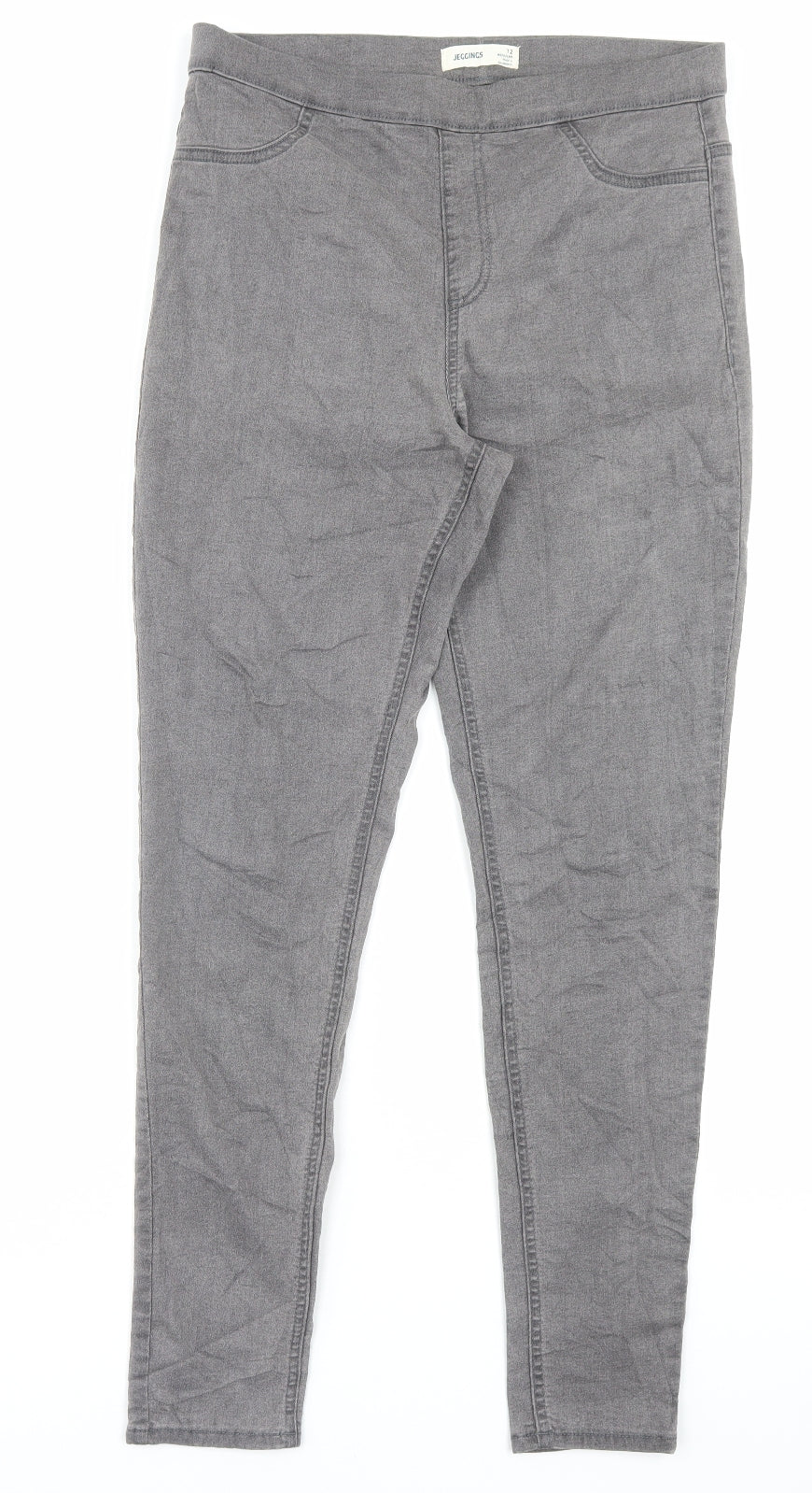 Marks and Spencer Womens Grey Cotton Jegging Trousers Size 12 L29 in Regular